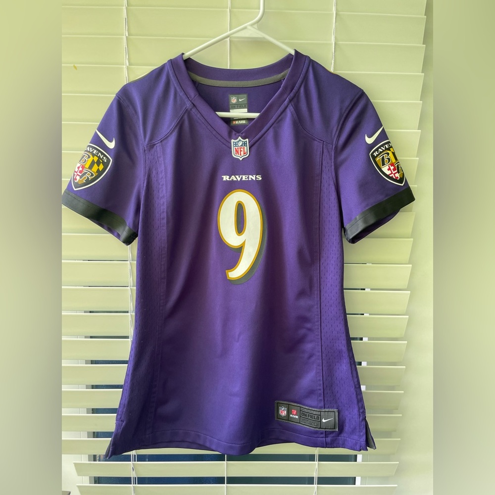NFL RAVENS TUCKER #9 PURPLE women’s jersey size small, great condition
